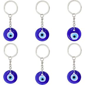 Honbay 6PCS Turkish Blue Evil Eye Keychain Glass Keychain Good Luck Keychain Amulet Car Keychains Purse Backpack Handbag Hanging Ornaments Pendant