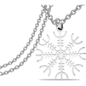 CENWA Helm of Awe Pendant Necklace Aegishjalmur Pendant Necklace Viking Pendant Jewelry