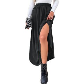 Avanova Women Slit Split Thigh Maxi Skirts High Waisted Casual Long Skirts
