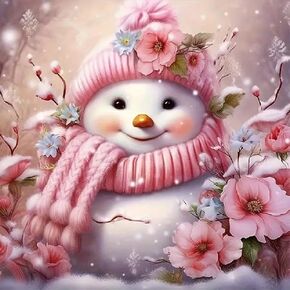 JFYHAB Christmas Snowman Diamond Art Painting Kits for Adults Beginners Round Full Drill 5D DIY Christmas Gift Presents Diamond Art Kits Cute Snowmen Diamond Art Painting Decor 12x12 inch