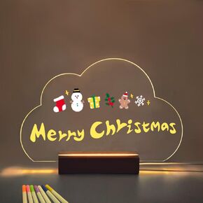Cloud Shape LED Note Board with Colors, Children's DIY Painting Board, Glowing Acrylic Message Board Memo Whiteboard with Stand, Light Up Dry Erase Board Bulletin Board for Party, Shop, Home