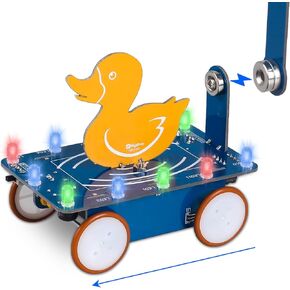 Magnetic Duck Car Soldering Project, ICSTATION DIY Swimming Duck Cart Soldering Practice Kit with LED Lights DIY Magnetic Vehicle Kit for STEM Education Physics Teaching and Learning Creative Present