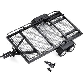 RC Trailer for Hauling Behind Car Metal Hitch Mount Trailer for 1/18 1/24 RC Crawler Axial SCX24 AX24 FCX24 TRX4M Defender Bronco K10 F150 (#A 1/18)