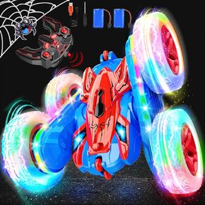 JovialToyz Remote Control Car Toy for Kids 3-12 RC Cars with Strip Lights Toys for 4 5 6 7 8 9 10 Year Old Boys Girls 360°Flip Rechargeable Stunt Car Easter Birthday Gift for Boy Kid Age 4-7