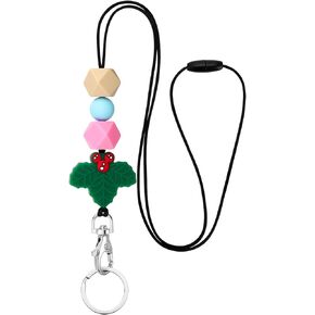 Soleebee Teacher Breakaway Lanyard for ID Badges and Keys, Christmas Silicone Beaded Neck Lanyards for Women Nurses Students (Christmas Tree)