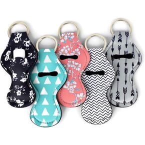 Cool Chapstick Holder Lanyard Keychain (5 Pack) Neoprene Chapstick Holder Keychain to Match Neck and Wrist Lanyard Multicolor