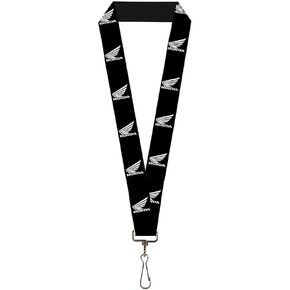 Buckle Down Lanyard-1.0"-Honda Motorcycle Logo Black/White