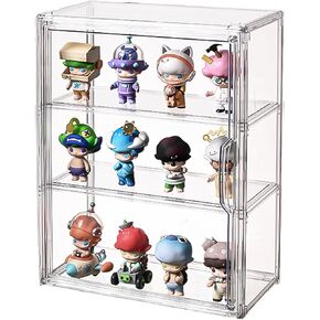 3 Tiers Clear Display Case Stand Box,for Doll Proof Suitable Collectibles Action Figures Minifigure,Acrylic Storage Organizers Box with Magnetic Door