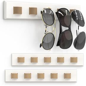 3 Pack Sunglass Organizer, Wall Mounted Sunglasses Organizer, Wooden Glasses Holder Sunglass Holder, Sunglasses Rack for Hanging Your Multiple Eyeglasses, for Wall, Home Decor(Wood Color)