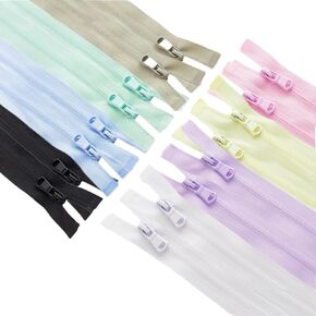 Wonesifee 16pcs #3Nylon Coil Separating Zipper 32inch Reverse Invisible Zippers Bulk 32"for Sewing Jackets Clothing Gym wear Trench Coats, Mix 8color 2pcs Each 80cm