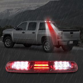 High Mount 3rd Stop Light Compatible with 2007-2013 Chevy Silverado/GMC Sierra 1500 2500HD 3500HD Third Center Cargo Reverse Rear LED Brake Light Bar Taillight (Smoke)