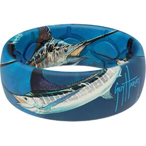 Groove Life Guy Harvey Silicone Ring - Breathable Rubber Wedding Rings for Men, Lifetime Coverage, Unique Design, Comfort Fit Ring
