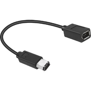 RIIEYOCA 20cm IEEE 1394b 9 Pin Male to 1394 6 Pin Female Cable Firewire 400Mbps to FireWire 800Mbps Cable for PC, Printer,Scanner, DVD Player,Black