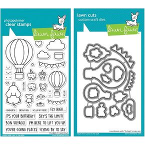 Lawn Fawn - Fly High - Hot Air Balloon Critters Stamps, Dies and Pocket