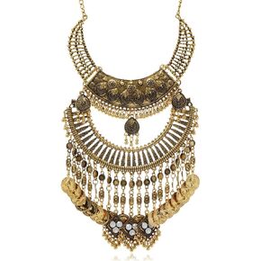 Long Boho Bohemian Statement Necklaces Ethnic Tribal Necklace Chunky Link Chain Choker Collar Jewelry