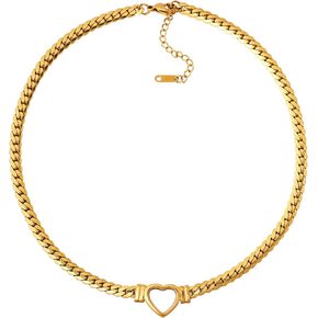 Sacina Heart Choker, Stainless Steel Necklace, Choker Necklaces for Women, Chunky Heart Necklace, Valentine Gift, Christmas Jewelry Gift