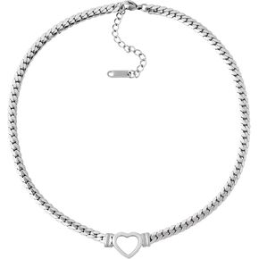 Sacina Heart Choker, Stainless Steel Necklace, Choker Necklaces for Women, Chunky Heart Necklace, Valentine Gift, Christmas Jewelry Gift