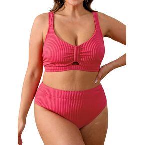 CUPSHE Bikini Sets for Women Large Bust High Waisted Cutout Crisscross Back Self Tie Knotted Wide Straps