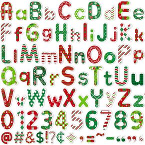 Faccito 231 Pcs Christmas Bulletin Board Decoration Winter Letters Cutouts Combo Set Bulletin Board Alphabet Letters and Number Accents for Xmas Winter Home School Classroom Chalkboard Decor (Candy)