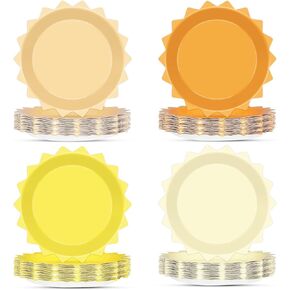 48Pcs First Trip Around the Sun Decorations Boho Sun 1st Birthday Decorations Paper Plates Bohemian Sunshine Party Decorations Baby First Birthday Decorations for Girl One Year Old Birthday Decoration