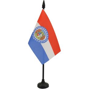 AZ FLAG Missouri Table Flag 4'' x 6'' - US State of Missouri Desk Flag 15 x 10 cm - Black Plastic Stick and Base