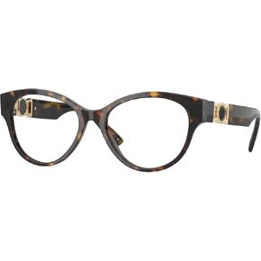 Versace VE 3313 108 Havana Plastic Cat-Eye Sunglasses Logo Stamped Demo Lenses Lens