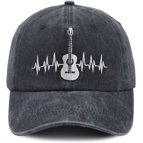 KKMKSHHG Guitar Baseball Cap for Men Women, Embroidered Adjustable Cotton Musician Hat