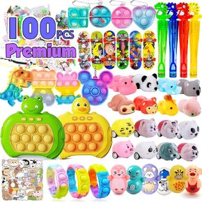 Premium Party Favors Include Fast Push Game for Kids 4-10,100 PCS Treasure Box Toys,Birthday Party Toys,Classroom Prizes Goodie Bag Stuffers