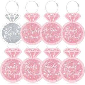 8 PCs Wedding Luggage Tags Wedding Favor for Bridesmaid with Metal Ring 2.87in Wedding Keychain PVC Name ID Card for Bridesmaid Gifts Bridal Weddings Party Travel Suitcase Tags
