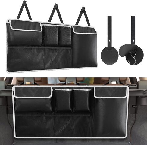 Trunk Organizer for Car Suv Truck Van, Hanging Car Trunk Organizer, Car Organizers and Storage with 6 Pockets and 2 hooks, Hanging Trunk Organizer Upgraded Reinforced Double Stitching Process in Saudi Arabia