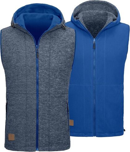 Little Donkey Andy Men's Reversible Fleece Vest Lightweight Warm Sleeveless Jacket with Hood for Hiking Walking Travel in Kuwait