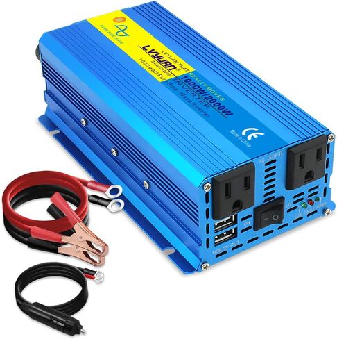 LVYUAN 1000 Watt Inverter Pure Sine Wave Inverter 12V to 110V DC to AC with U.S. Outlet, USB Charger Ports, Car Power Inverter for Vehicles, RV, Outdoor, Home in Saudi Arabia