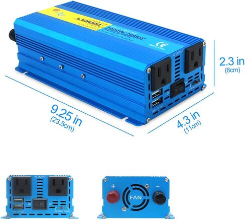 LVYUAN 1000 Watt Inverter Pure Sine Wave Inverter 12V to 110V DC to AC with U.S. Outlet, USB Charger Ports, Car Power Inverter for Vehicles, RV, Outdoor, Home in Saudi Arabia