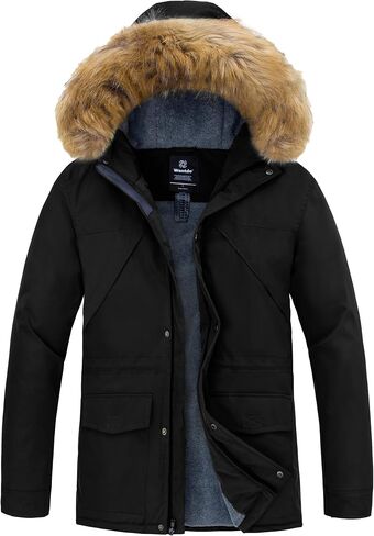 Wantdo Men's Thicken Winter Coat Insulated Warm Parka Padded Puffer Jacket with Attached Hood in Saudi Arabia