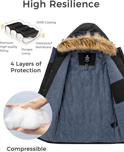 Wantdo Men's Thicken Winter Coat Insulated Warm Parka Padded Puffer Jacket with Attached Hood in Saudi Arabia