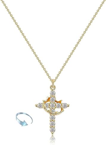 Cross Necklace for Women, 14K Gold Plated Tiny Sideway Cross Choker Necklace Dainty Layered Small Cross Charm Chain Necklace Faith Jewelry Religious Minimalist Gift in Kuwait