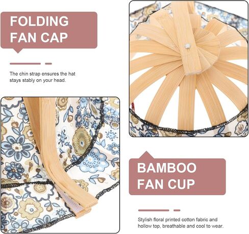 BESPORTBLE Hand Fan 2 1 Sun hat Solar hat Portable hat Floral Print hat Ladies Summer Hats Outdoor Flowers for Outside Hand held Fans Foldable Cotton hat Straw Fan hat Women's in Saudi Arabia