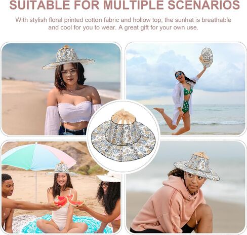 BESPORTBLE Hand Fan 2 1 Sun hat Solar hat Portable hat Floral Print hat Ladies Summer Hats Outdoor Flowers for Outside Hand held Fans Foldable Cotton hat Straw Fan hat Women's in Saudi Arabia