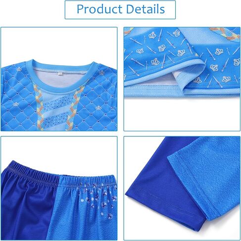 زي الفتيات باللون الأزرق مع شعر مستعار أزرق للأطفال، أزياء الهالوين، ملابس تنكرية لدور الفيلم، سروال قميص لحفلات أعياد الميلاد﻿ in Kuwait