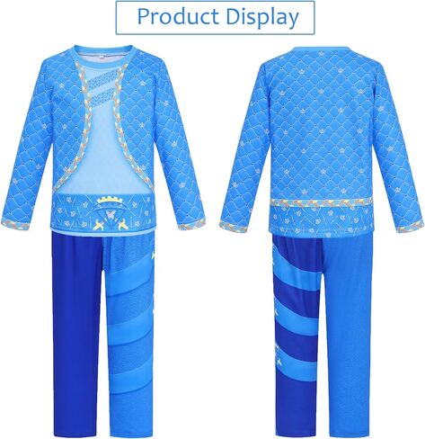 زي الفتيات باللون الأزرق مع شعر مستعار أزرق للأطفال، أزياء الهالوين، ملابس تنكرية لدور الفيلم، سروال قميص لحفلات أعياد الميلاد﻿ in Kuwait