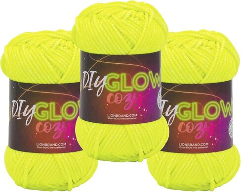 Lion Brand Yarn DIY Glow Cozy, Glow in The Dark Yarn, Neon Yellow, 1 Pack in Saudi Arabia