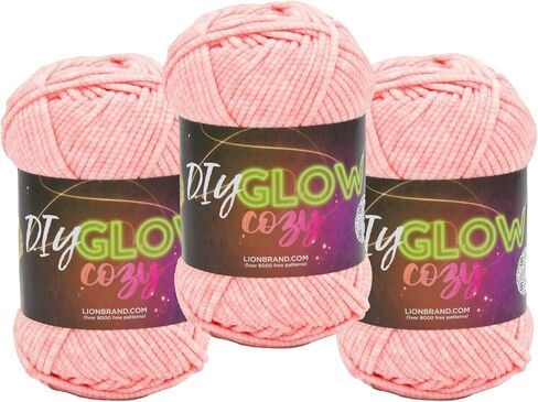 Lion Brand Yarn DIY Glow Cozy, Glow in The Dark Yarn, Neon Yellow, 1 Pack in Saudi Arabia