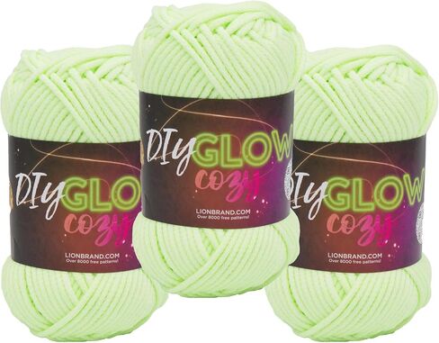 Lion Brand Yarn DIY Glow Cozy, Glow in The Dark Yarn, Neon Yellow, 1 Pack in Saudi Arabia