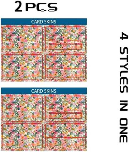 8Pcs/2Sets Floral Small Chip Credit Card Stickers Slim Waterproof Anti-Wrinkling Removable Vinyl Decals Debit Card Skin Cover in Saudi Arabia