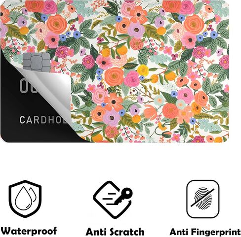 8Pcs/2Sets Floral Small Chip Credit Card Stickers Slim Waterproof Anti-Wrinkling Removable Vinyl Decals Debit Card Skin Cover in Saudi Arabia
