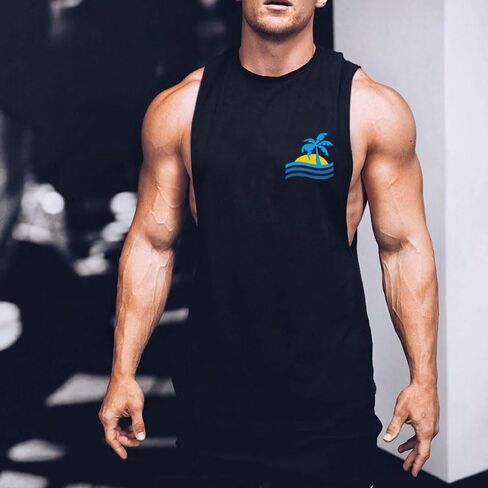 InleaderStyle Men's Workout Tank Tops Cotton Gym Cut Off Sleeveless T Shirt Bodybuilding Fitness Muscle Athletic Tank Tops in Kuwait