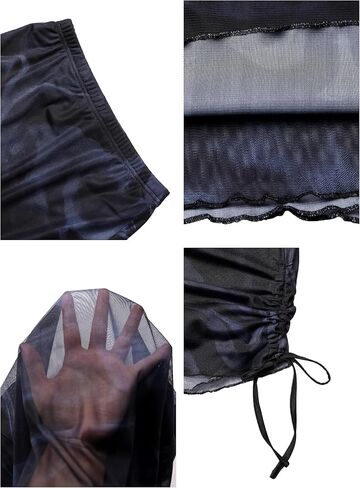 تنورة قصيرة معقودة شبكية مكشكشة للنساء من Avanova، تنورة قصيرة غير متناظرة بخصر عالٍ ورباط in Kuwait