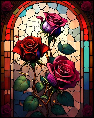 Yeadiffy Diamond Art Painting Kits for Adults Diamond Art Kits for Adults Beginners,5D Translucent Gems Diamond Painting,DIY Full Drill Diamond Painting Gem Art and Crafts 12x16inch (Glass Flower) in Saudi Arabia
