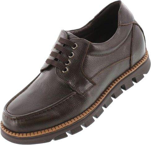 CALTO Men's Invisible Height Increasing Elevator Shoes - Pebble Grain Leather Lace-up Casual Shoes - 3 Inches Taller in Saudi Arabia