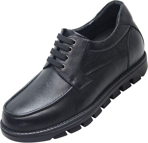 CALTO Men's Invisible Height Increasing Elevator Shoes - Pebble Grain Leather Lace-up Casual Shoes - 3 Inches Taller in Saudi Arabia